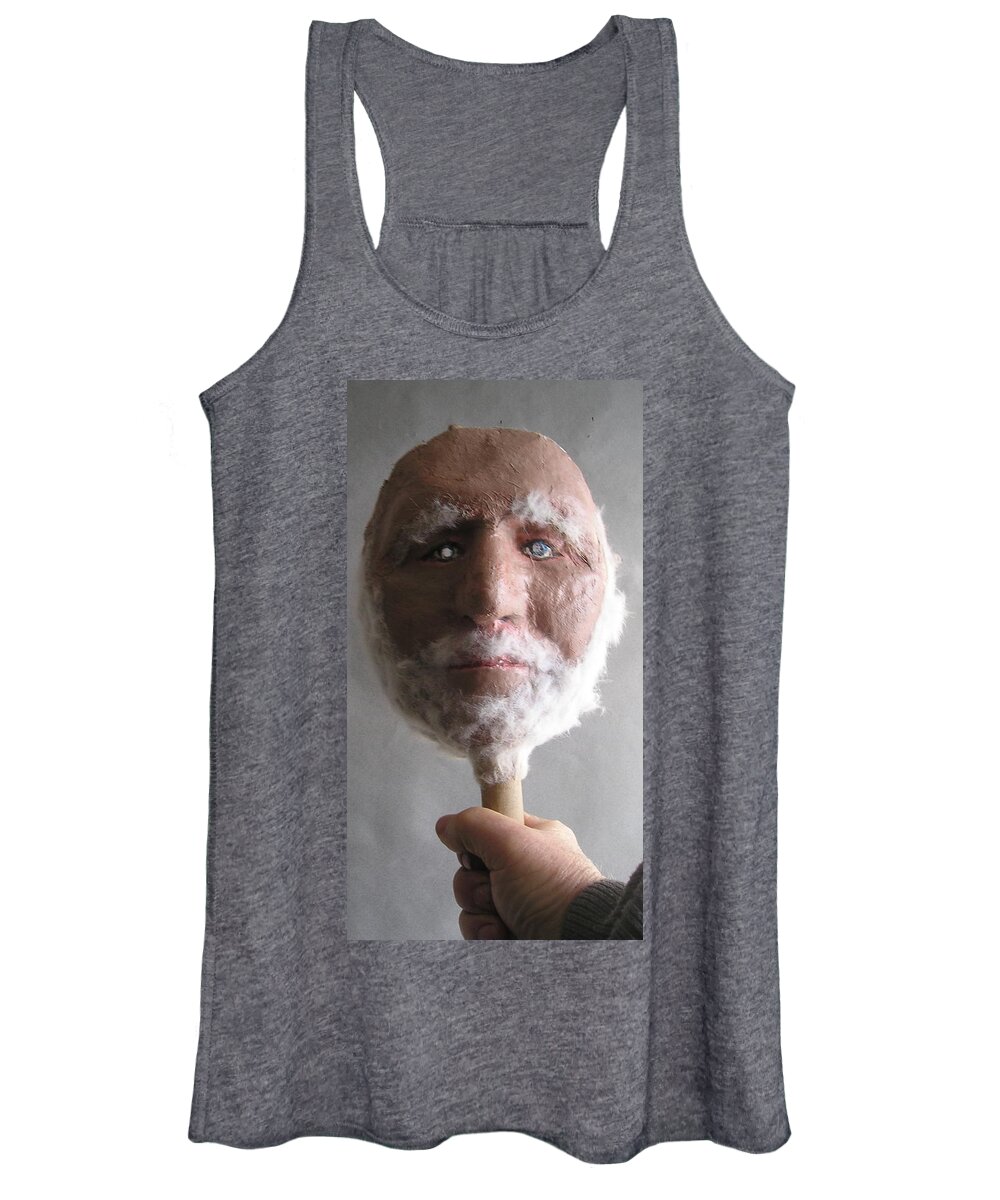 Coot.geezer Women's Tank Top featuring the sculpture Coot on a Stick by Roger Swezey