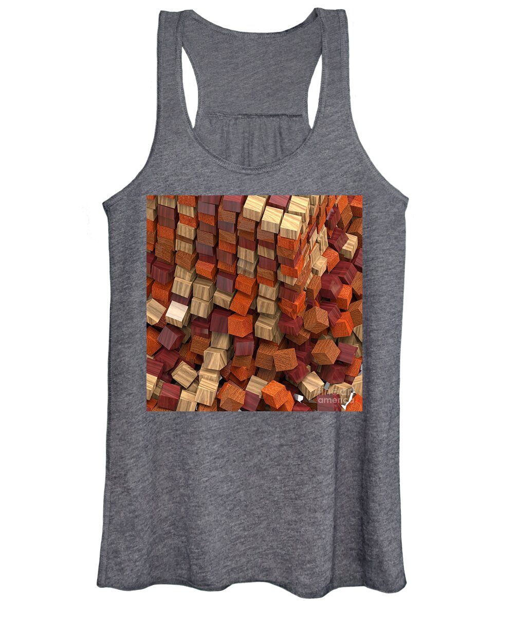 Abstract Women's Tank Top featuring the digital art Crumble Tower of Wood by William Ladson