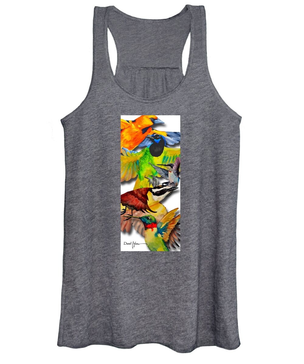 Birds Women's Tank Top featuring the painting DA131 Multi-Birds by Daniel Adams by Daniel Adams