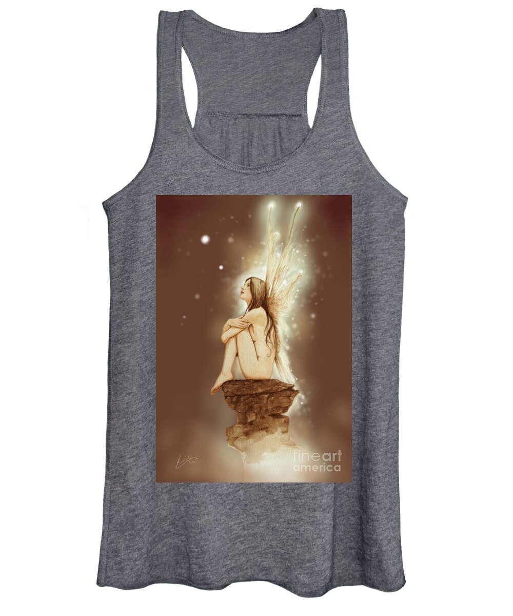 Paintings Women's Tank Top featuring the painting Daydreaming Faerie by John Silver