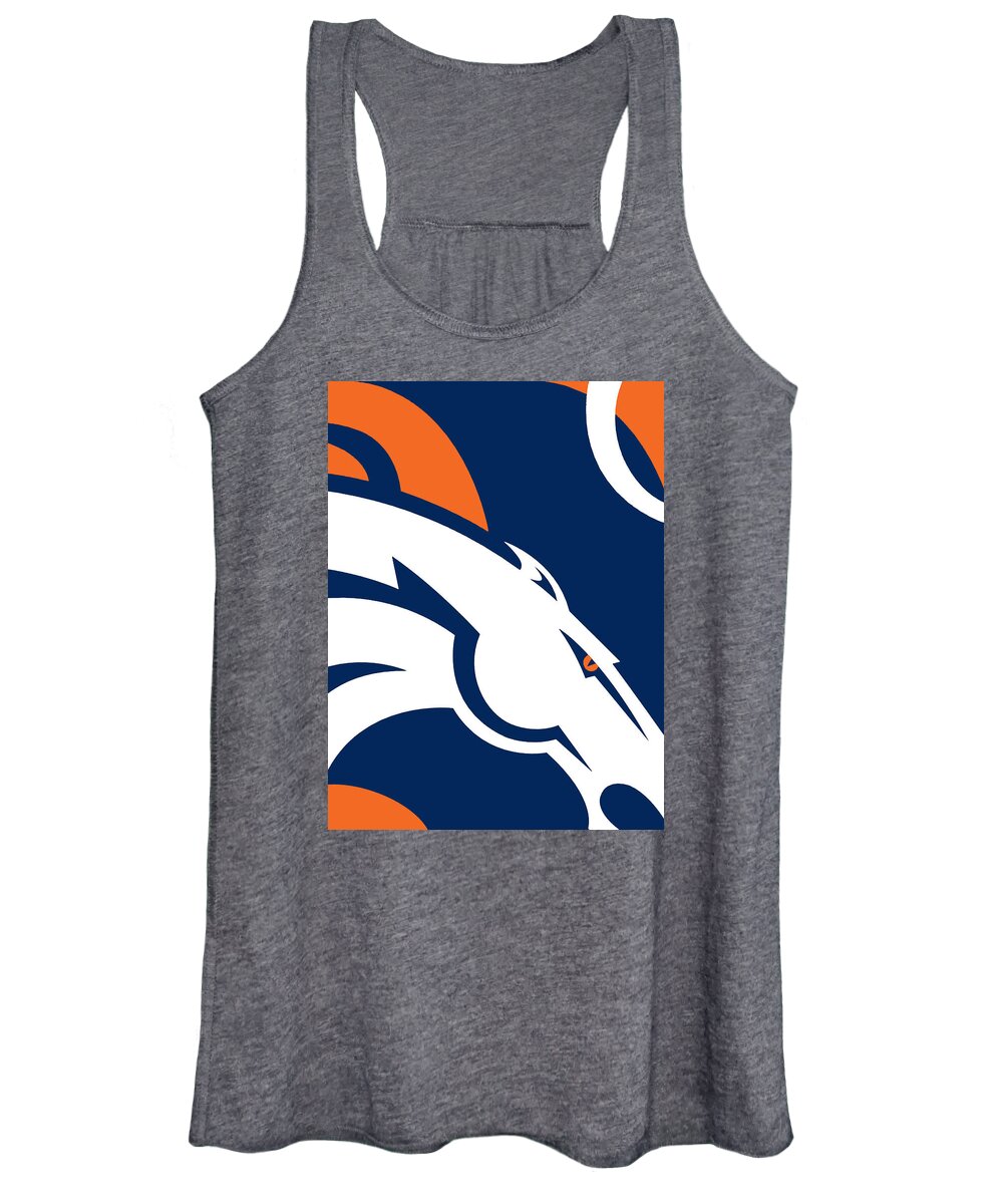 Denver Women's Tank Top featuring the painting Denver Broncos Football by Tony Rubino