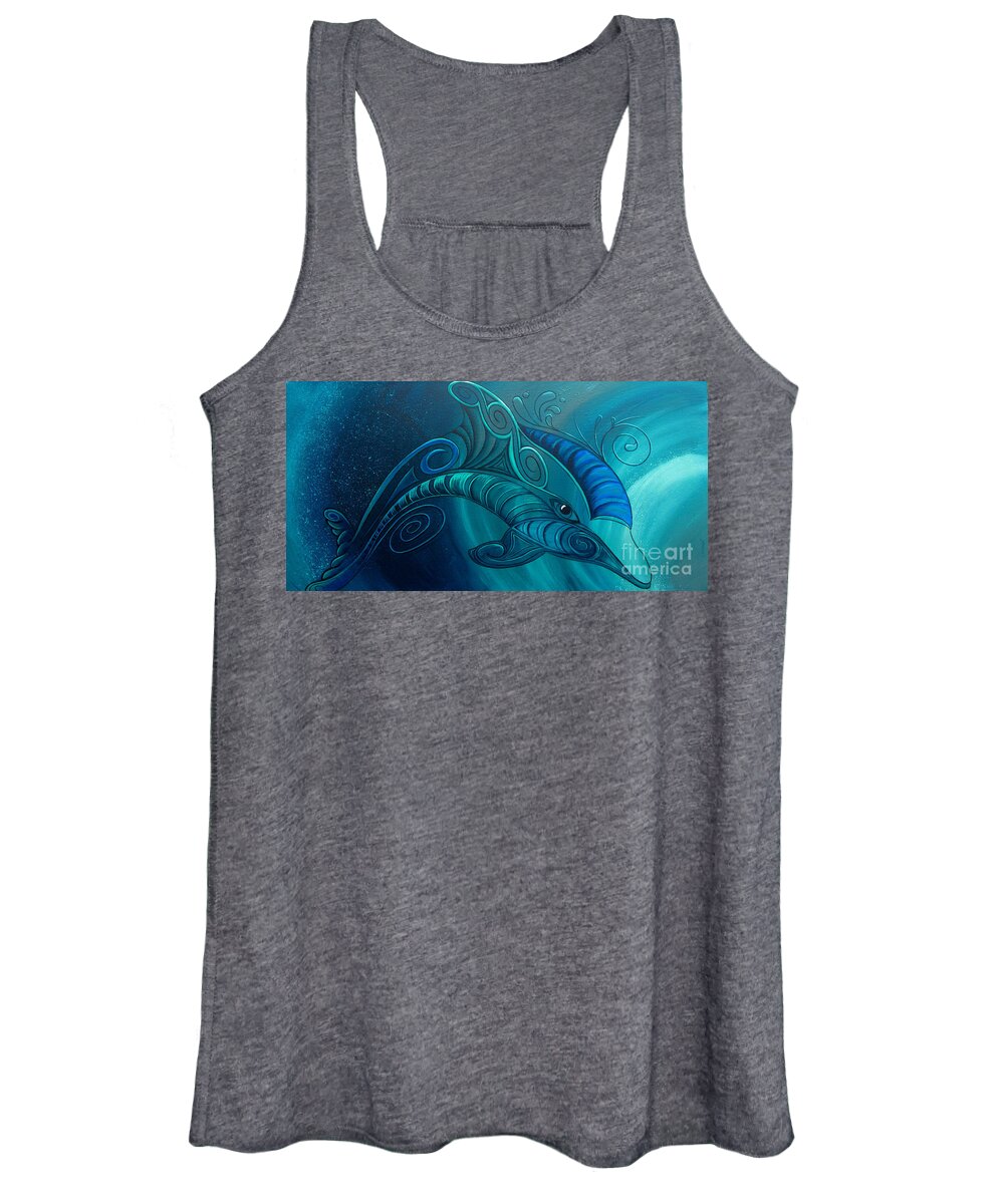 Dolphin Women's Tank Top featuring the painting Dolphin Rua by Reina Cottier