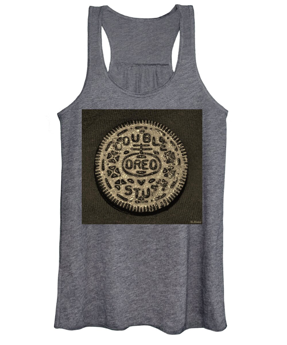 Oreo Women's Tank Top featuring the photograph DOUBLE STUFF OREO in SEPIA NEGITIVE by Rob Hans