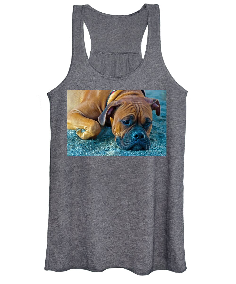 Dog Women's Tank Top featuring the photograph Dreaming Boxer by PatriZio M Busnel