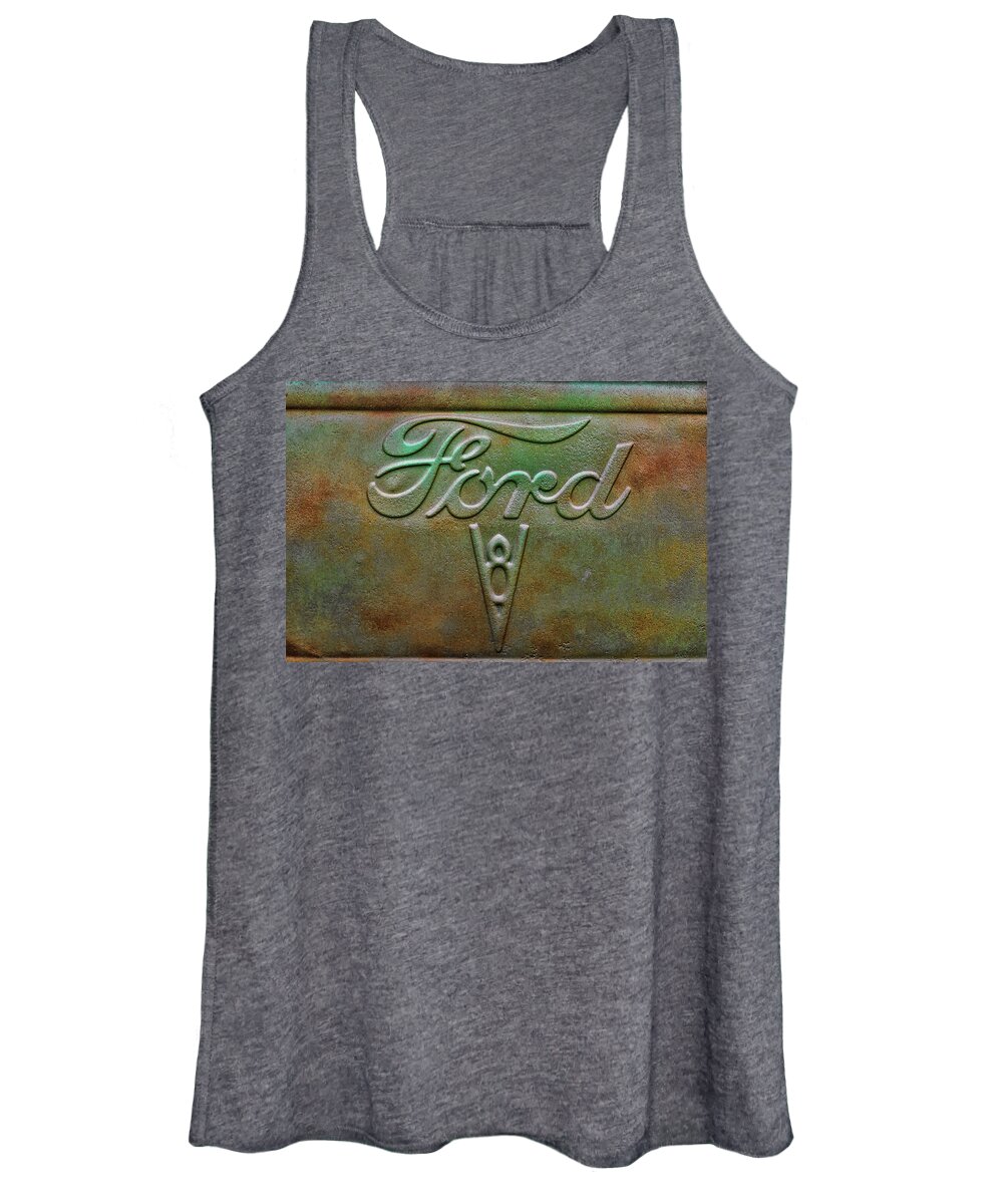 Ford Women's Tank Top featuring the photograph Early Ford Pickup Tailgate by Alan Hutchins