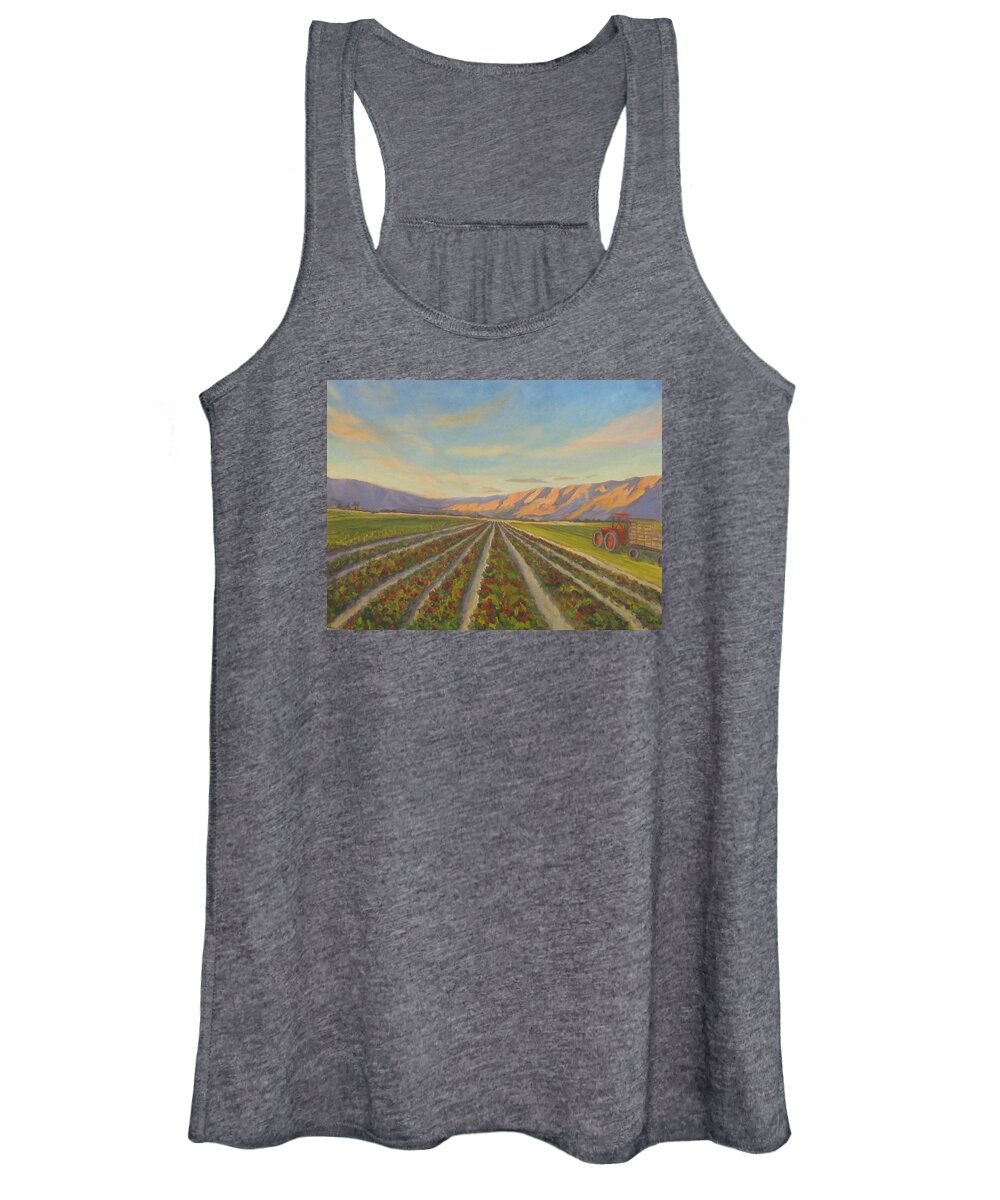 Landscape Women's Tank Top featuring the painting Feeding Those in Need by Maria Hunt