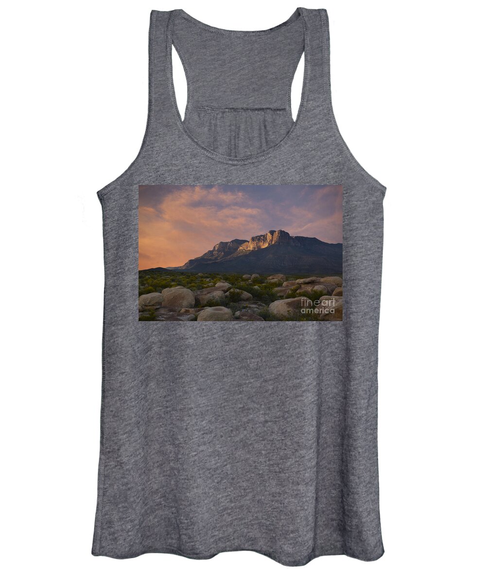 Guadalupe Mountains Women's Tank Top featuring the photograph El Capitan Sunset by Keith Kapple