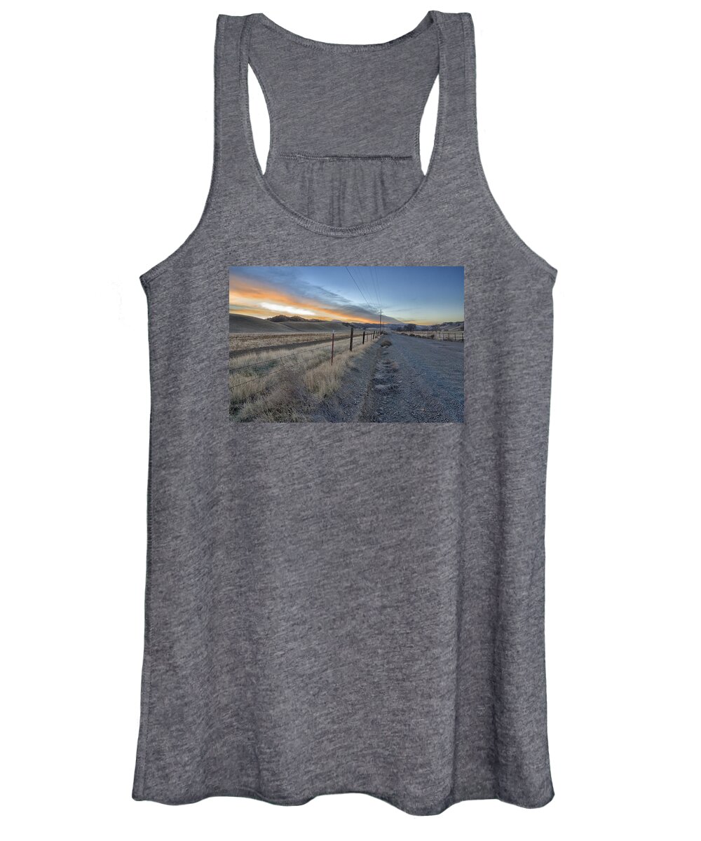 Landscape Women's Tank Top featuring the photograph Brines Valley Road Sunset by Robin Mayoff