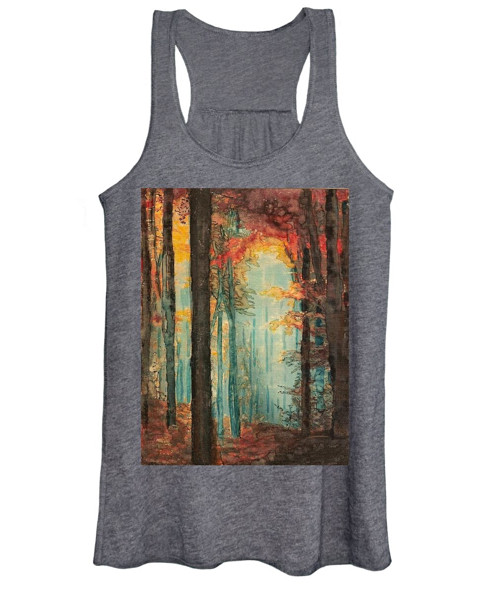 Forest Women's Tank Top featuring the painting Enchanting Forest by Cara Frafjord