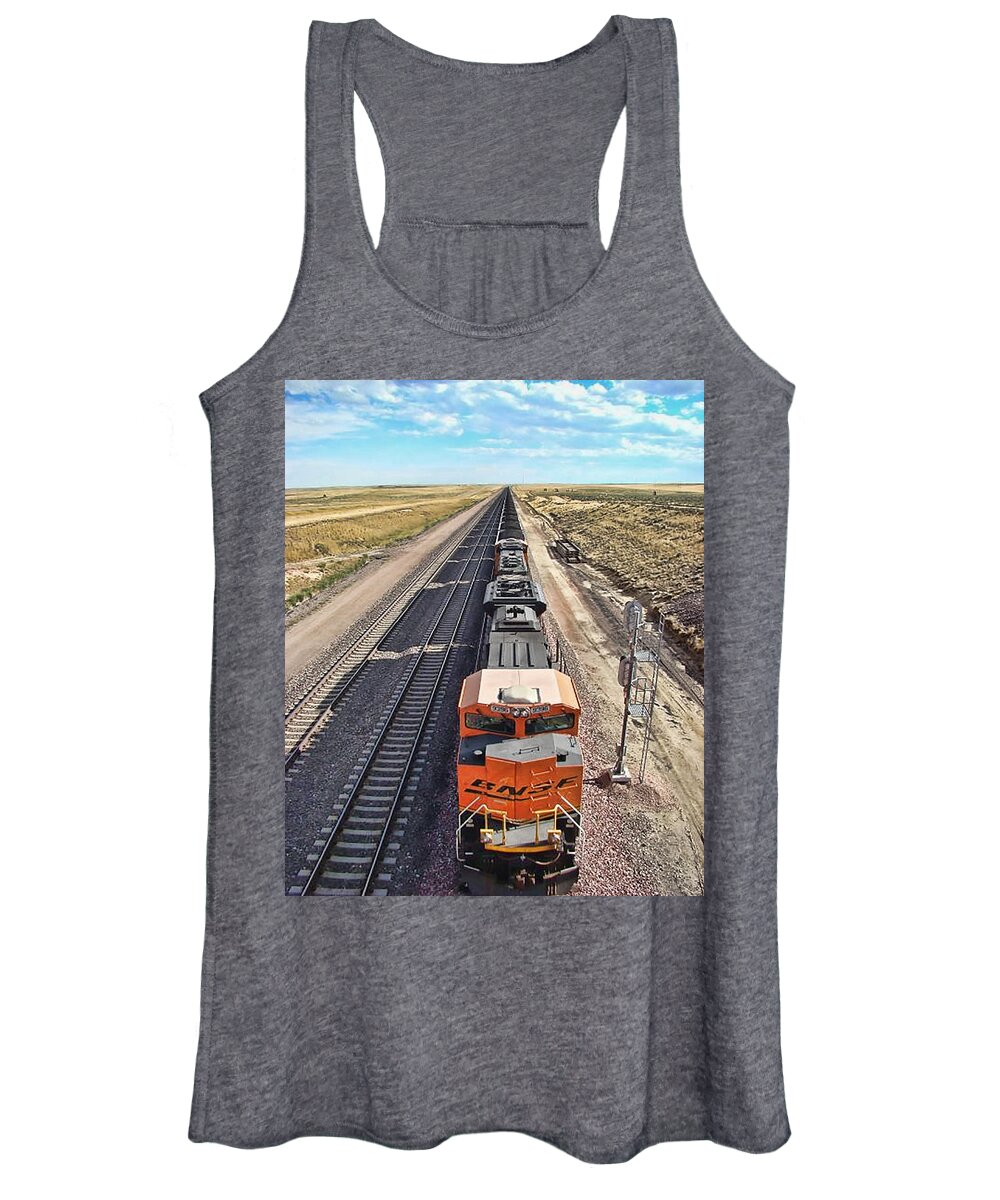 Coal Train Women's Tank Top featuring the photograph Endless Coal Trains by Cathy Anderson
