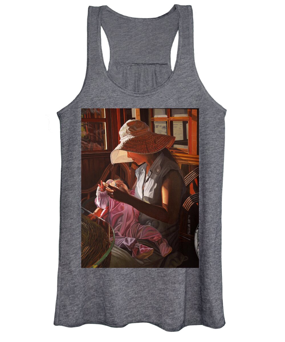 Children Paintings Women's Tank Top featuring the painting Enfamil at Ha Long Bay Vietnam by Thu Nguyen
