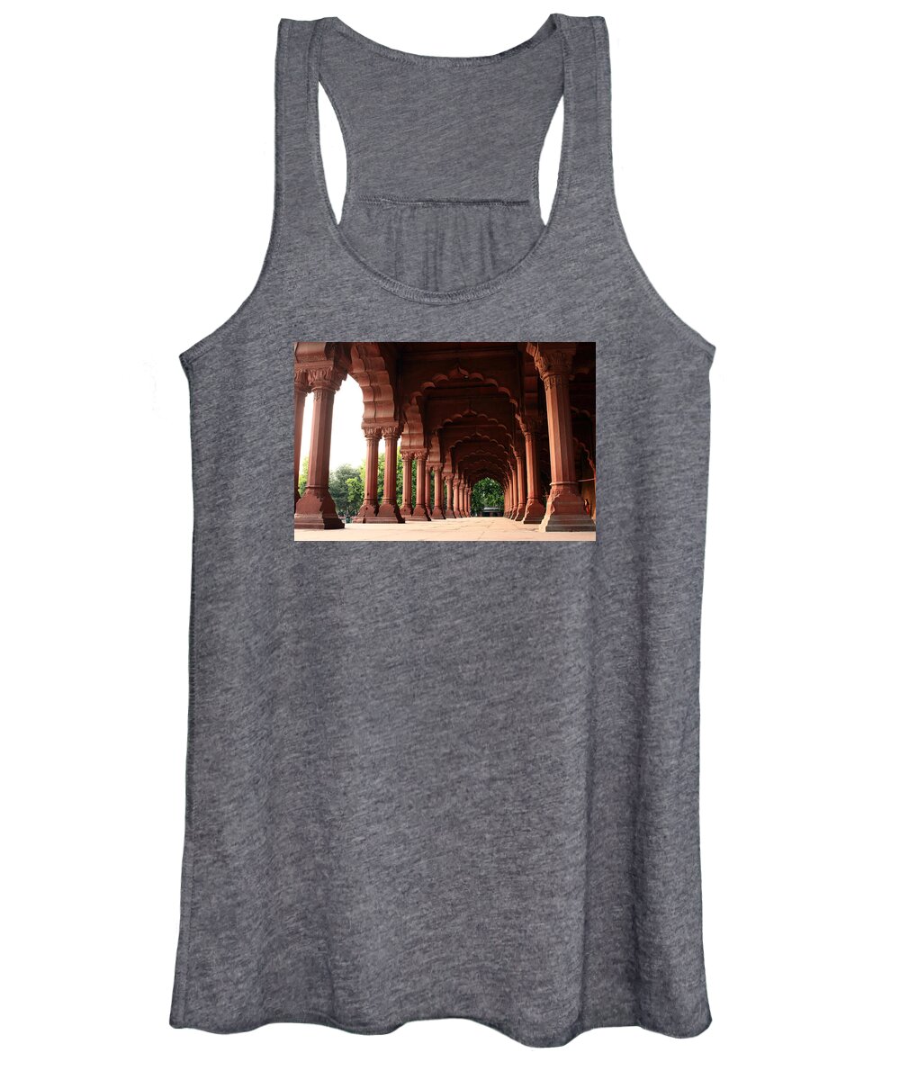 India Women's Tank Top featuring the photograph Engrailed Arches, Red Fort, New Delhi by Aidan Moran