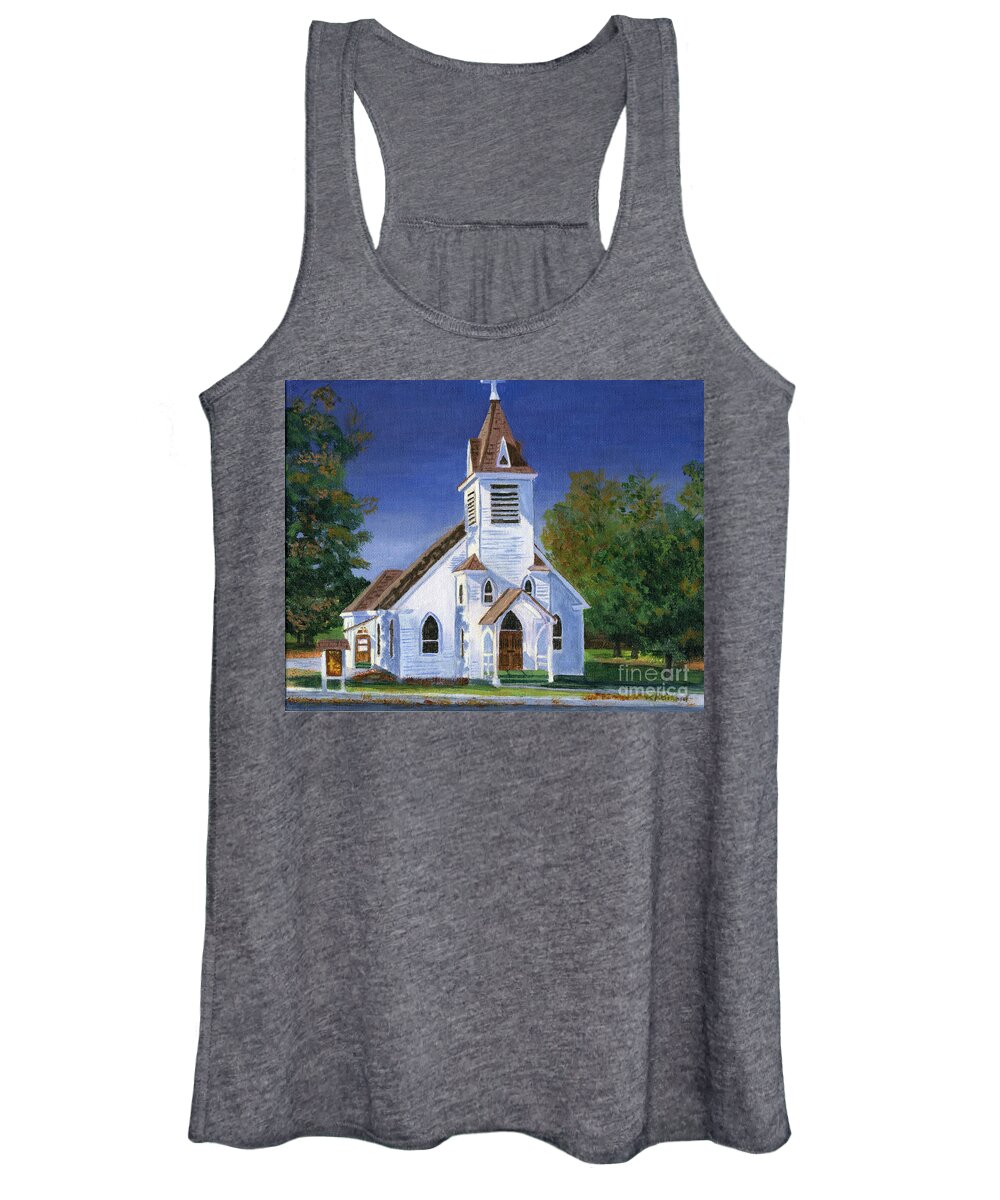 Acrylic Women's Tank Top featuring the painting Fall Church by Lynne Reichhart