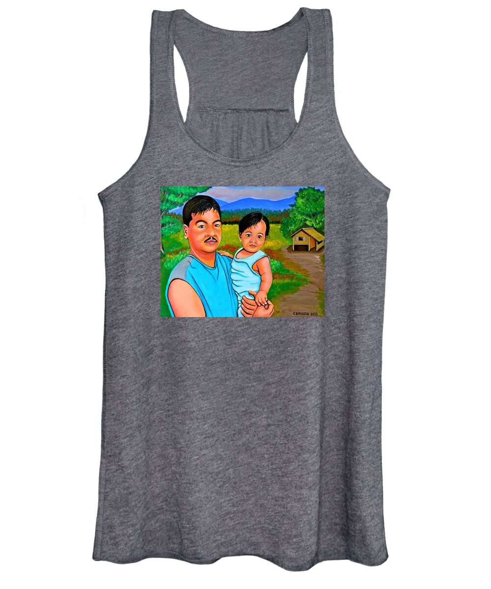 Father And Son Women's Tank Top featuring the painting Father and Son by Cyril Maza