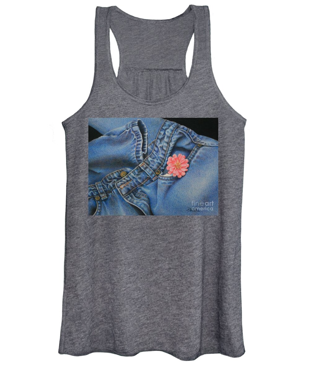 Drawings Women's Tank Top featuring the drawing Favorite Jeans by Pamela Clements