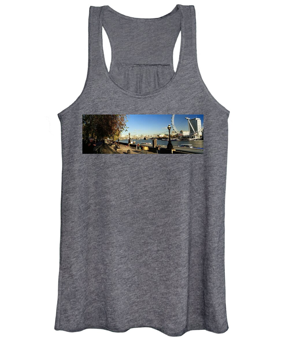 Photography Women's Tank Top featuring the photograph Ferris Wheel At The Riverbank by Panoramic Images