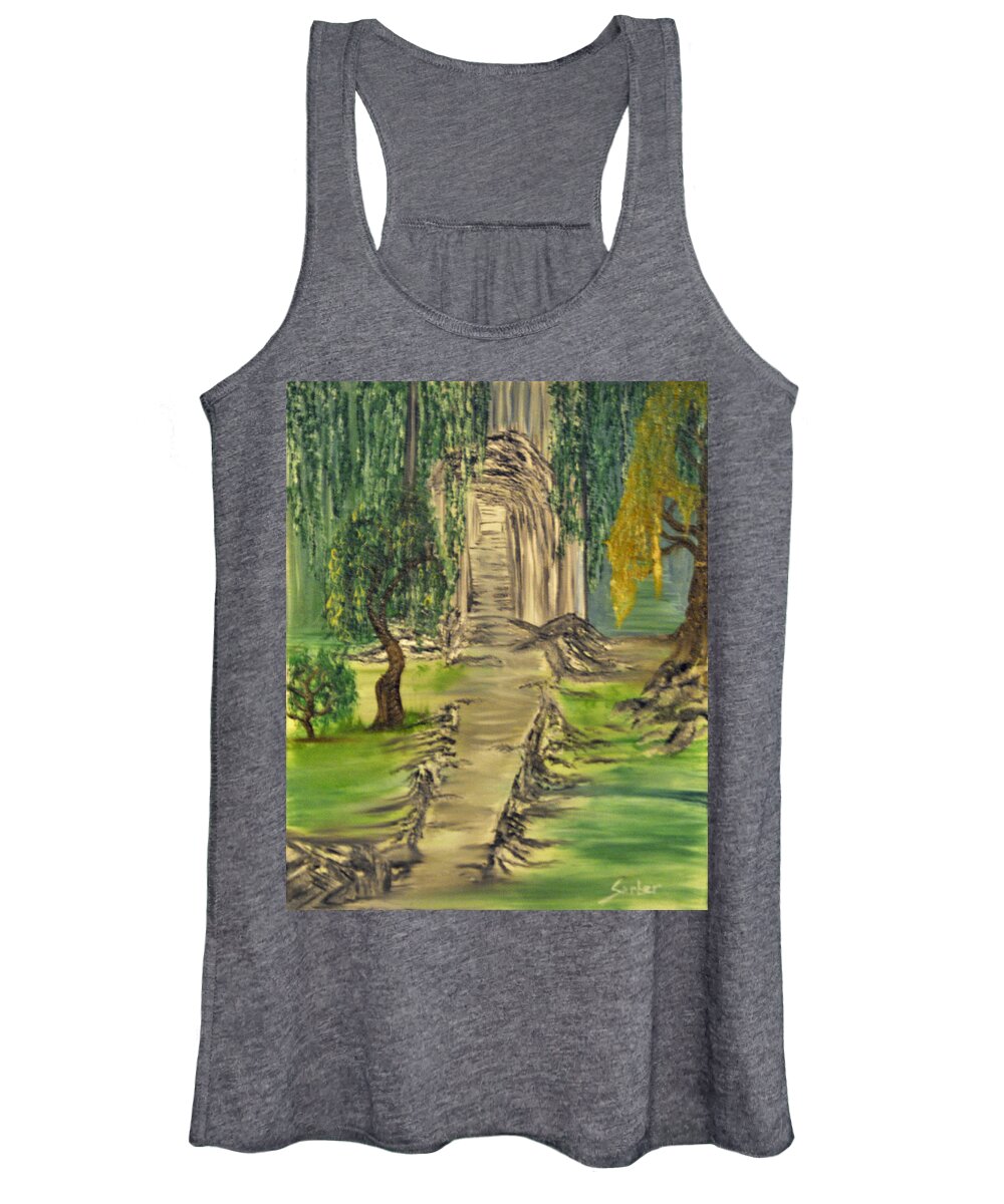 Landscape Women's Tank Top featuring the painting Finding our Path by Suzanne Surber