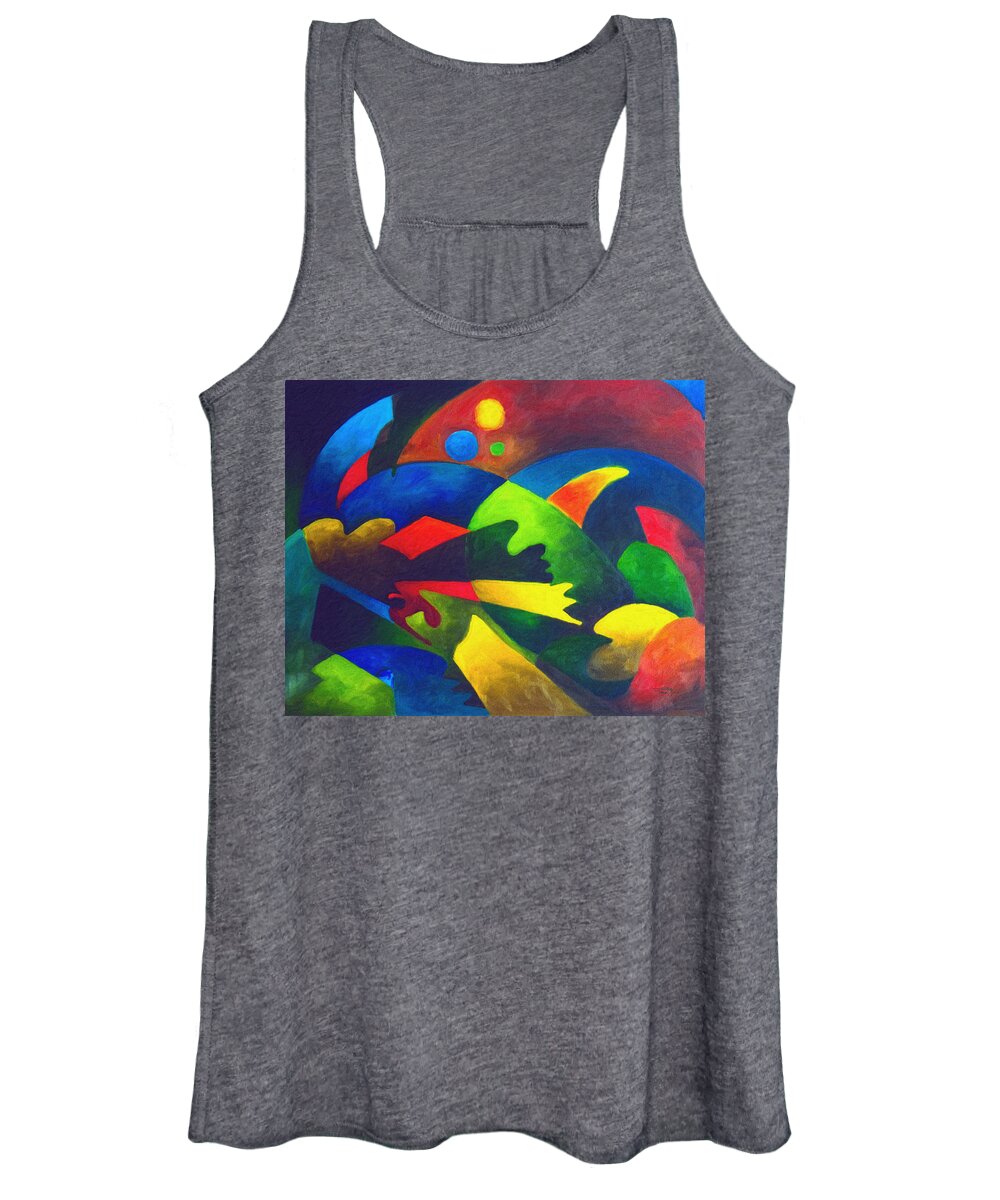 Painting Women's Tank Top featuring the painting Fins by Sally Trace
