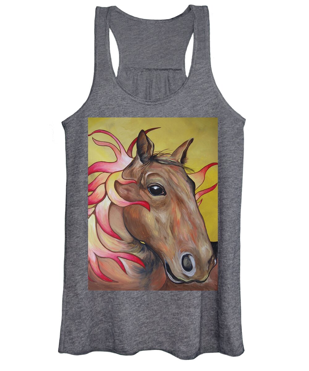 Horse Women's Tank Top featuring the painting Fire Horse by Leslie Manley