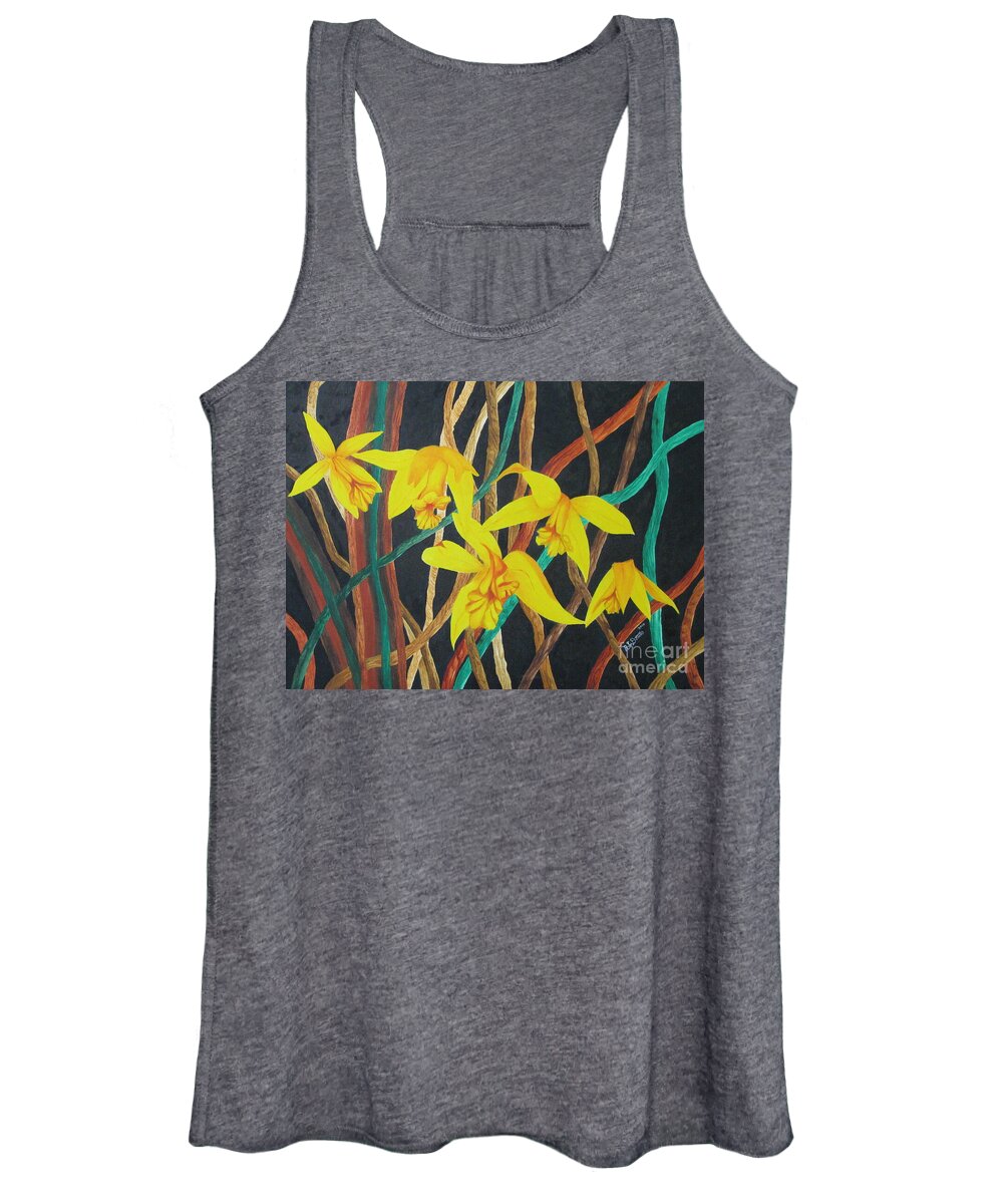 Orchids Women's Tank Top featuring the painting Flowers A Flame by Richard Dotson