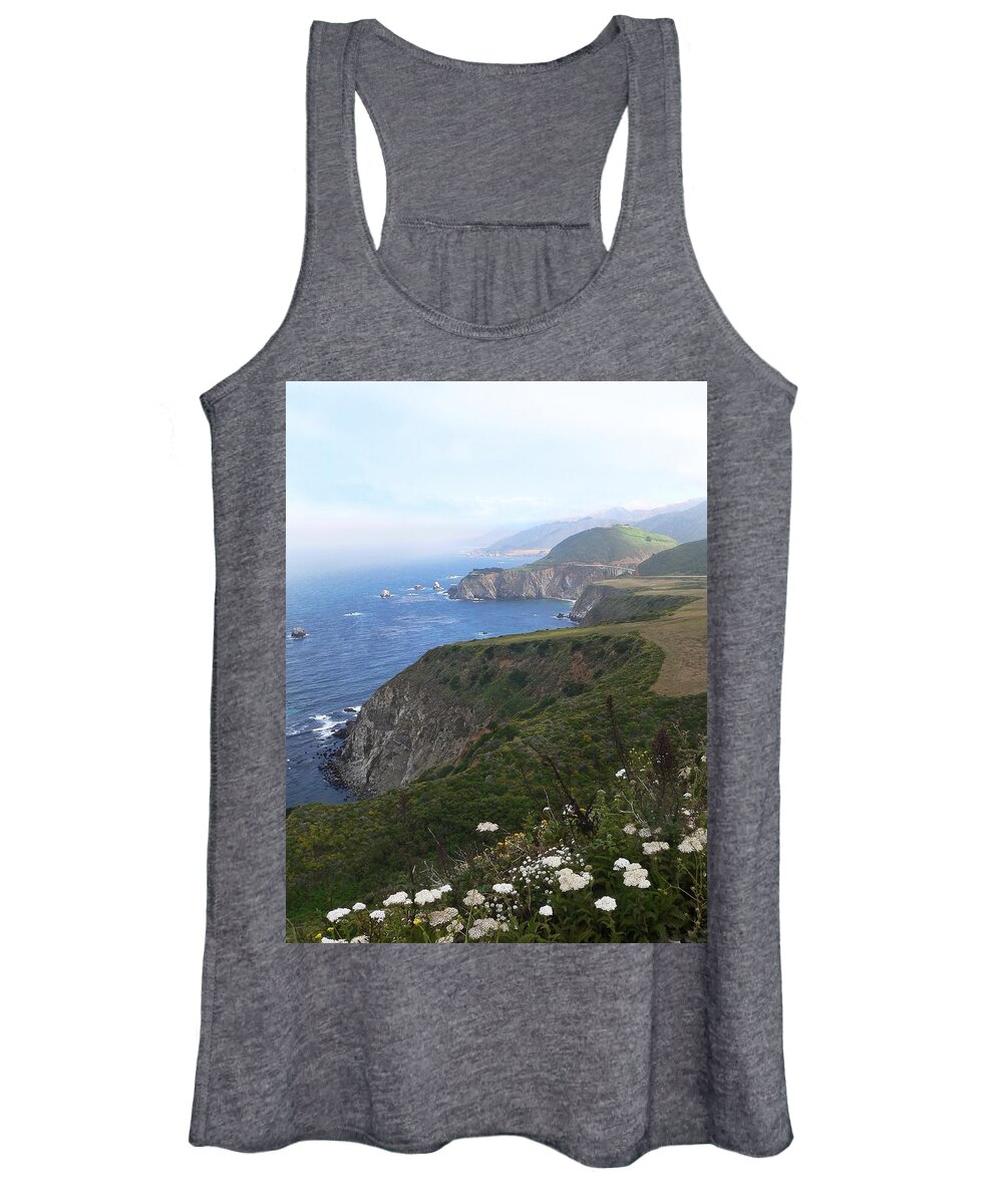 Big Sur Women's Tank Top featuring the photograph Flowers along the coast by Steve Ondrus