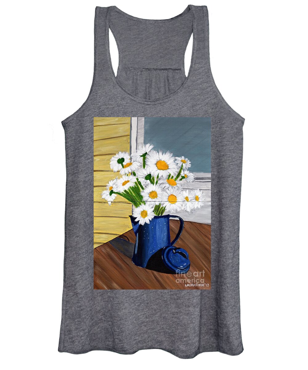 Flowers Women's Tank Top featuring the painting Flowers in a teapot by Laura Forde