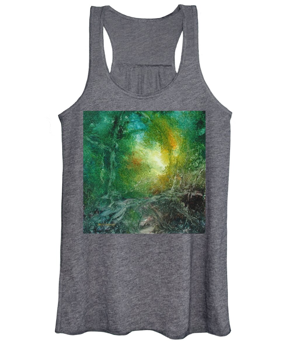 David Ladmore Women's Tank Top featuring the painting Forest Light 27 by David Ladmore