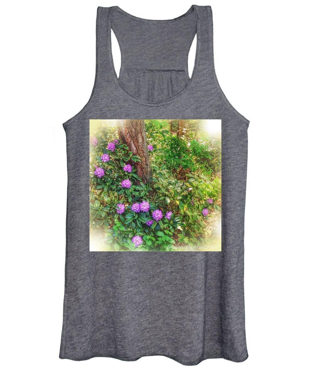 Annasgardens Women's Tank Top featuring the photograph Forest Rhodies, Morning Light, In by Anna Porter