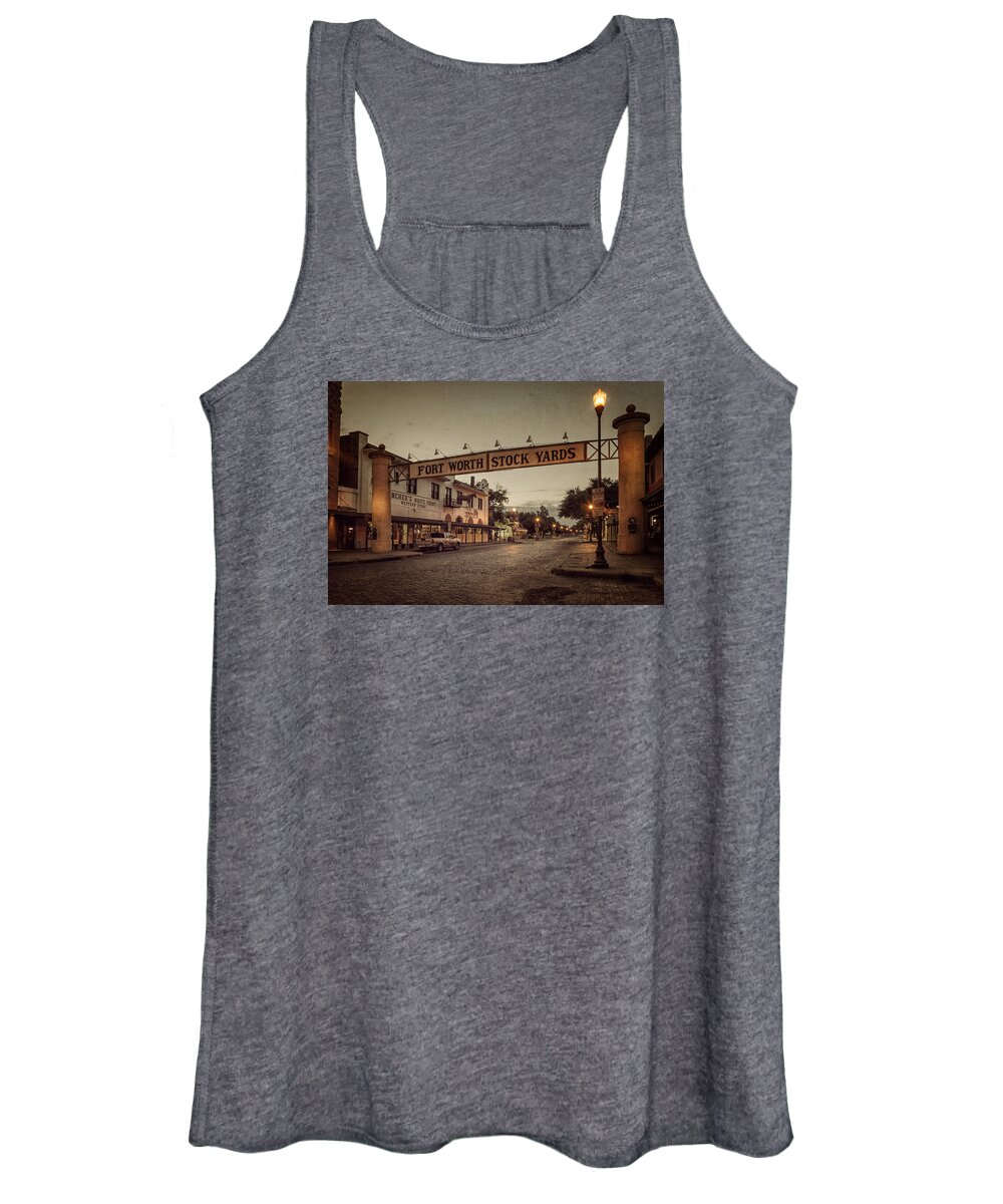 Stockyards Women's Tank Top featuring the photograph Fort Worth StockYards by Joan Carroll