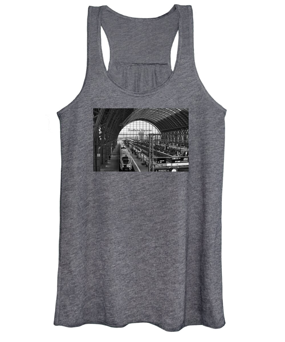 Travel Women's Tank Top featuring the photograph Frankfurt Bahnhof - Train Station by Miguel Winterpacht