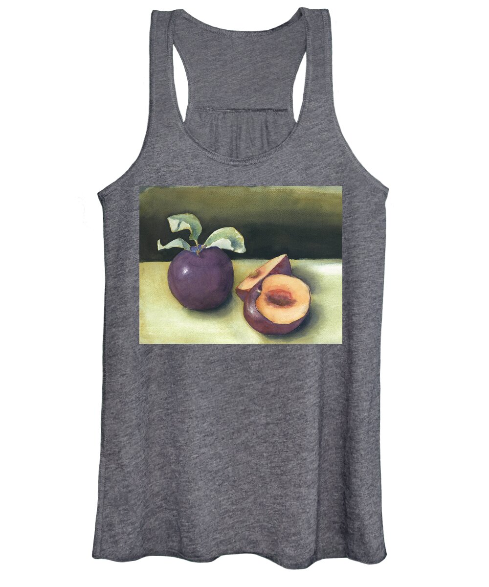 Purple Plums Women's Tank Top featuring the painting Fresh Plums by Maria Hunt