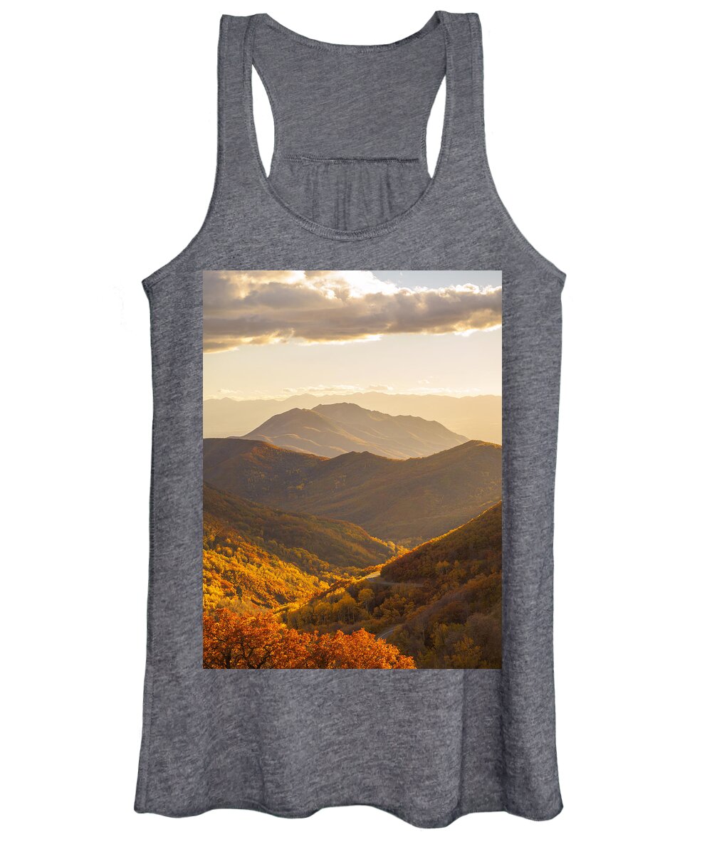 Big Mountain Pass Women's Tank Top featuring the photograph Golden Fall by Emily Dickey