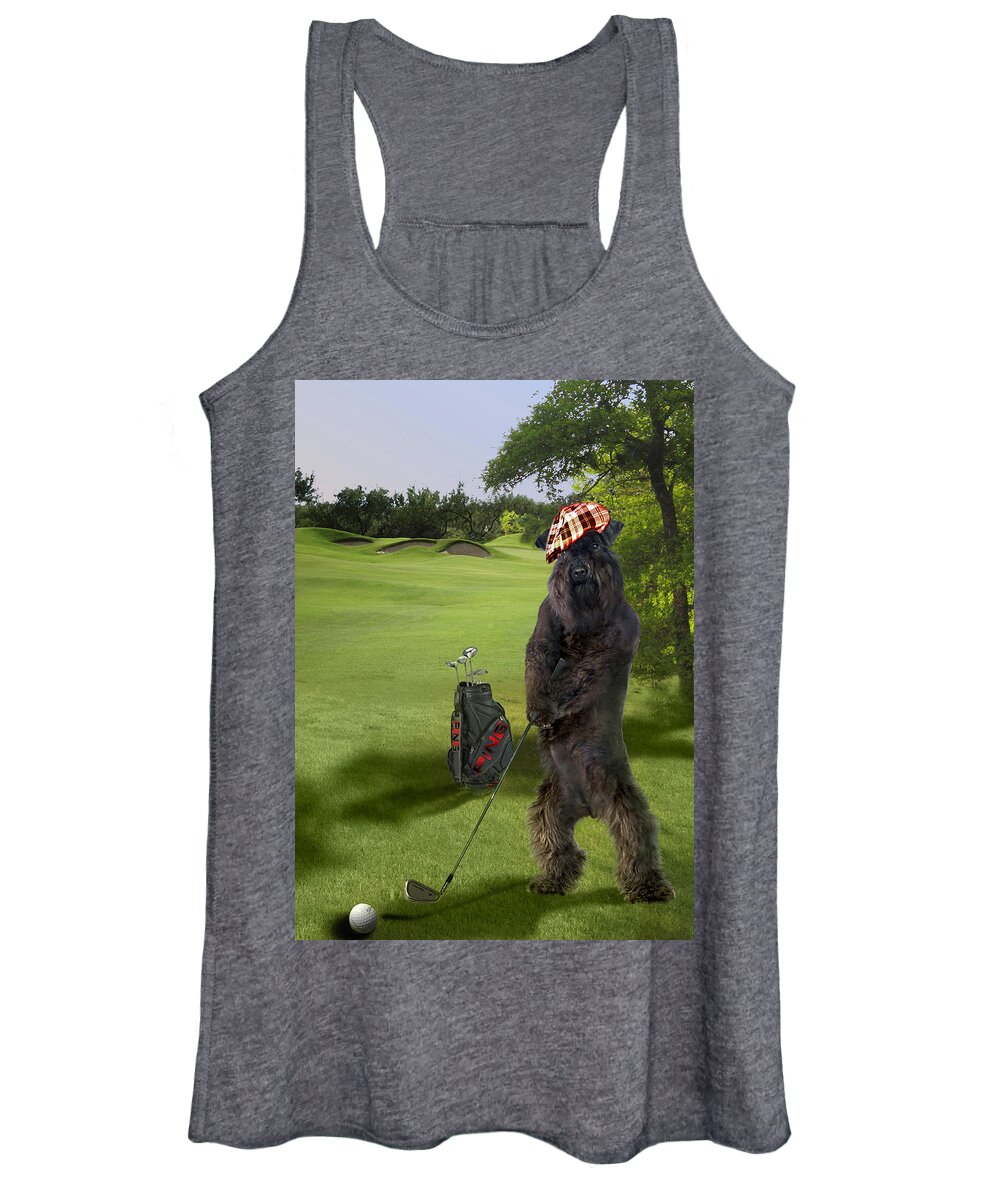 Golfing Terrier Women's Tank Top featuring the digital art Golfing Terrier by Regina Femrite