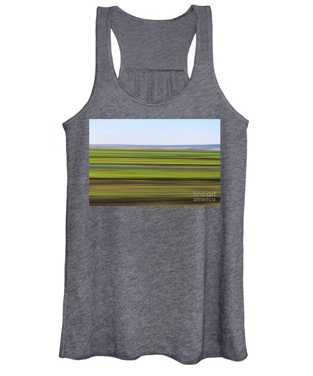 Farm Women's Tank Top featuring the photograph Green Field Abstract by Les Palenik