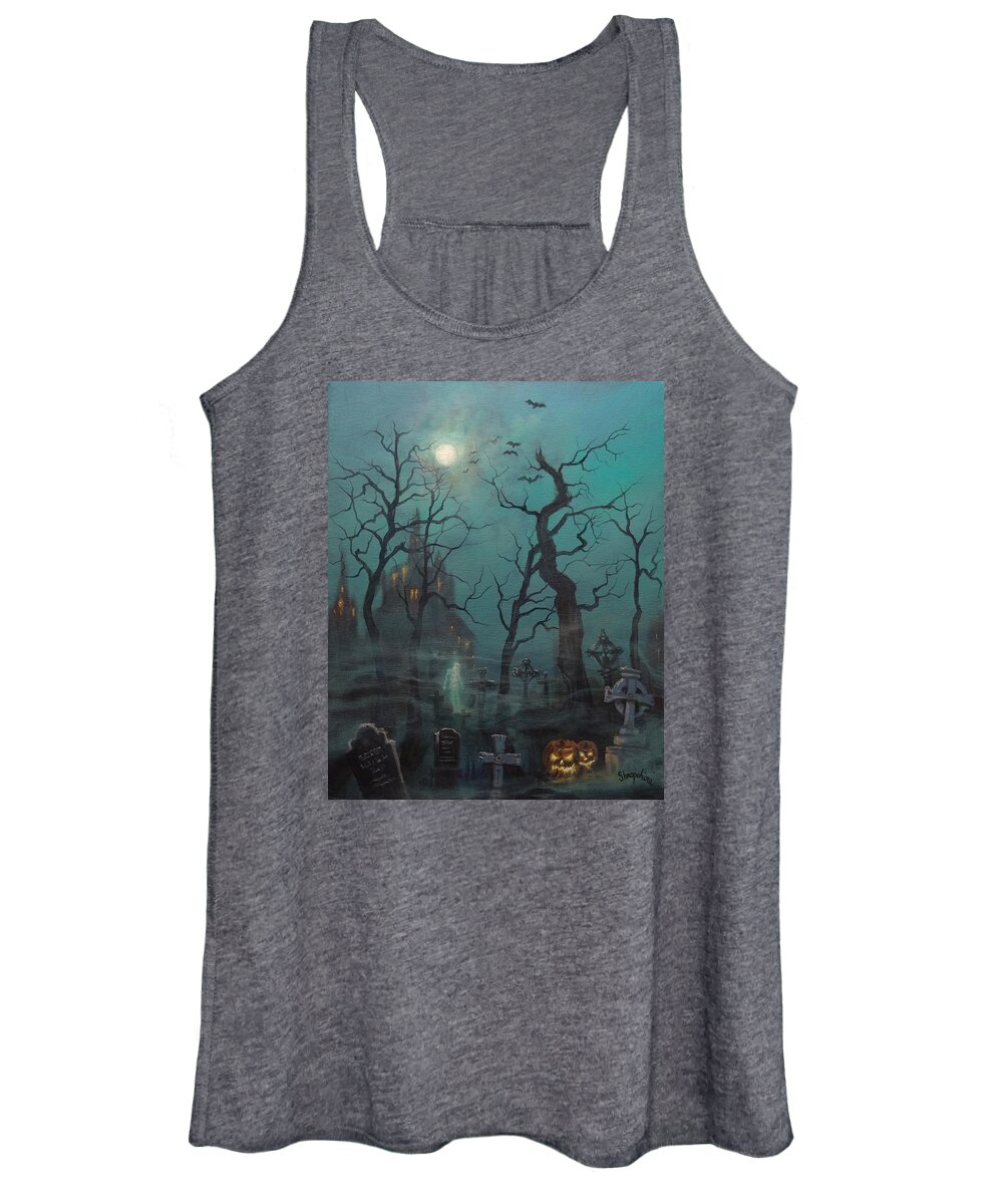  Cemetery Women's Tank Top featuring the painting Halloween Ghost by Tom Shropshire