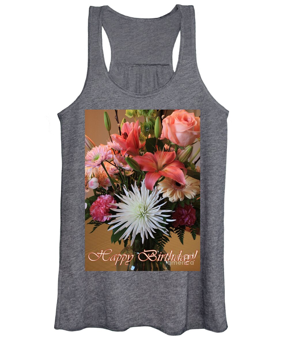 Birthday Card Women's Tank Top featuring the photograph Happy Birthday Card by Carol Groenen