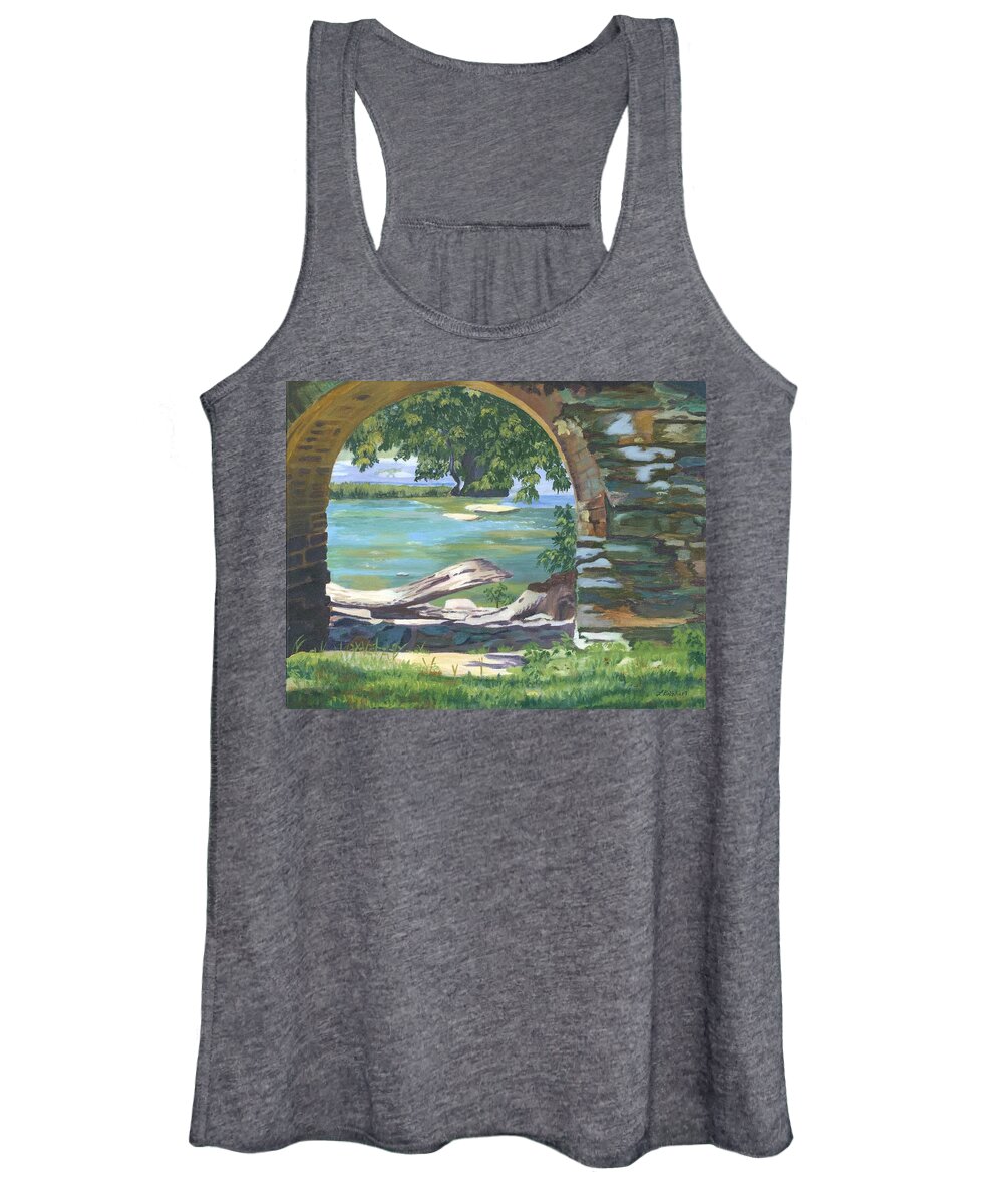 Harper's Ferry Women's Tank Top featuring the painting Harper's Arch by Lynne Reichhart