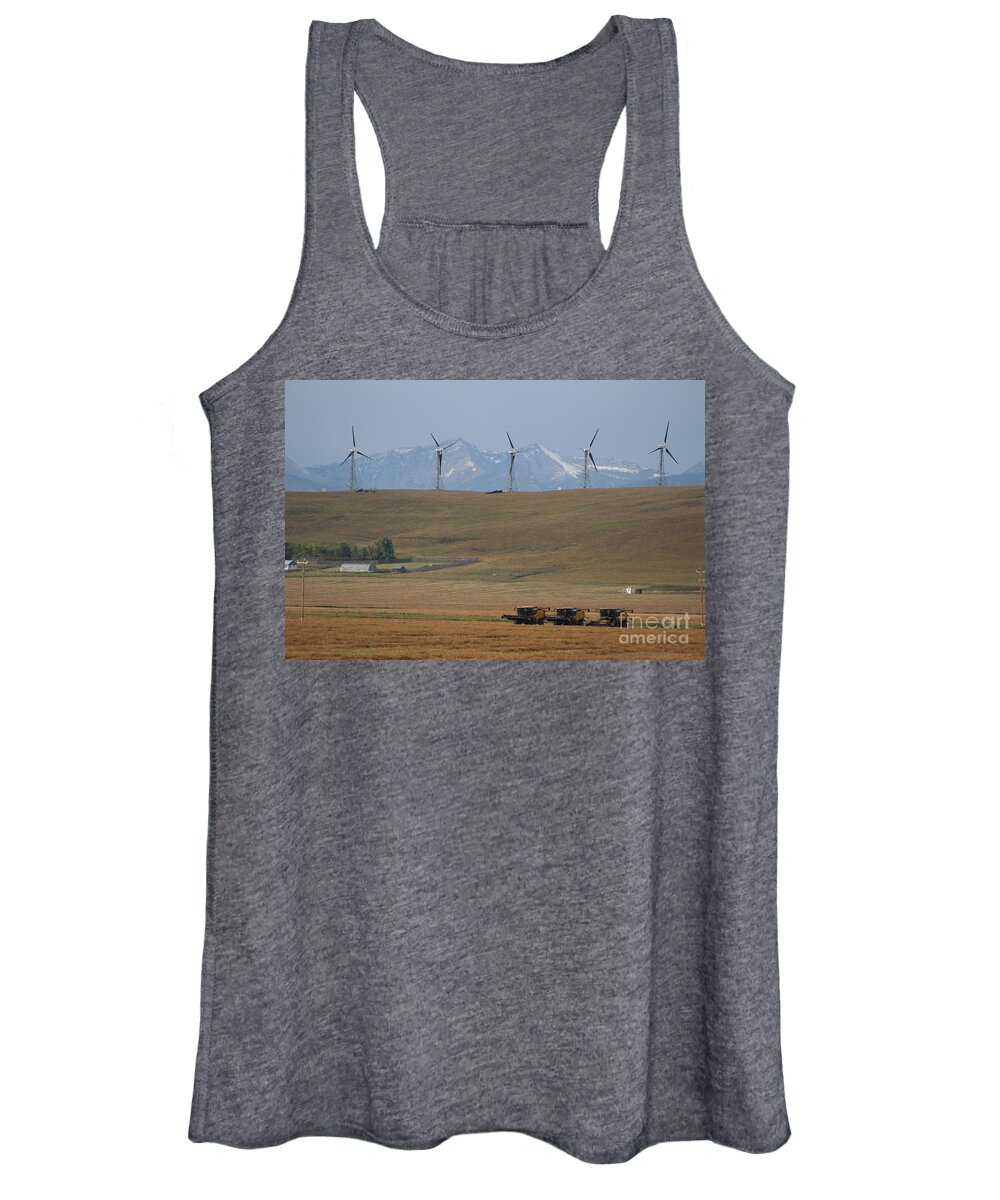 Harvest Women's Tank Top featuring the photograph Harvesting Wind and Grain by Ann E Robson