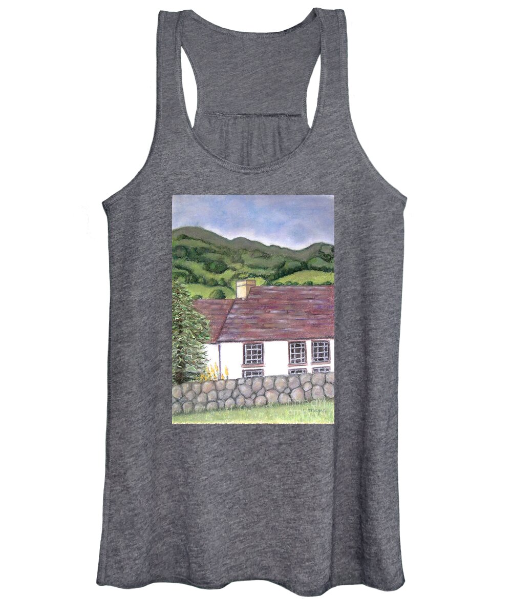 Scotland Women's Tank Top featuring the pastel Highland Farmhouse by Laurie Morgan