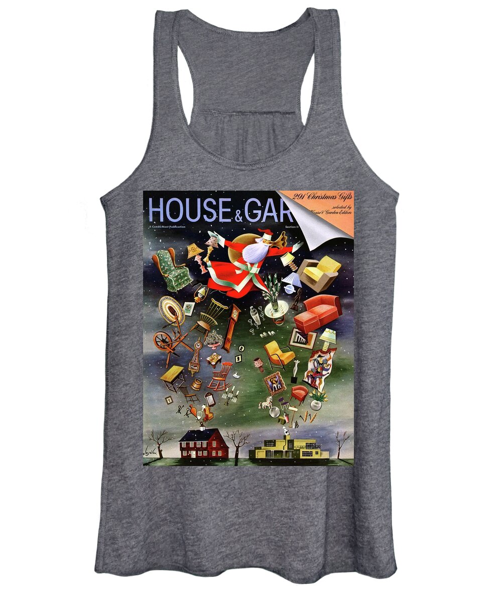 House And Garden Women's Tank Top featuring the photograph House And Garden Christmas Gifts Cover by Constantin Alajalov