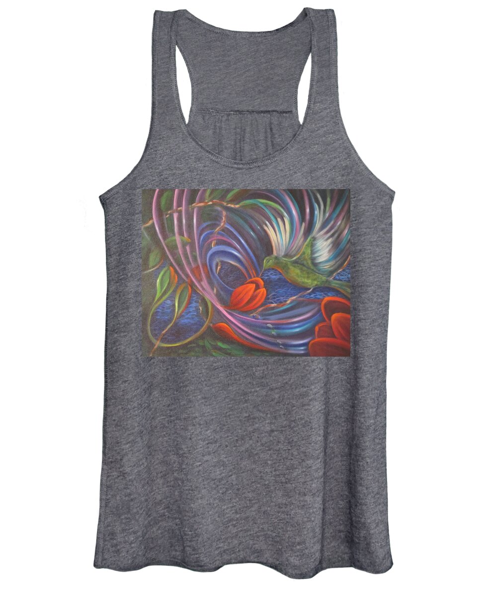 Curvismo Women's Tank Top featuring the painting Humming Vibrations by Sherry Strong