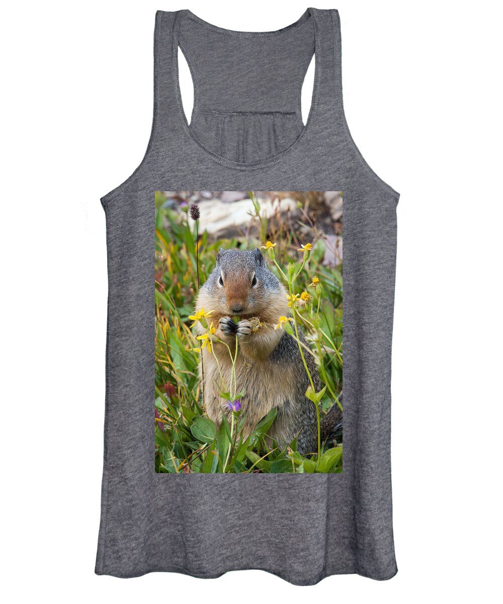 Columbian Ground Squirrel Women's Tank Top featuring the photograph I will have the salad to go by Jack Bell