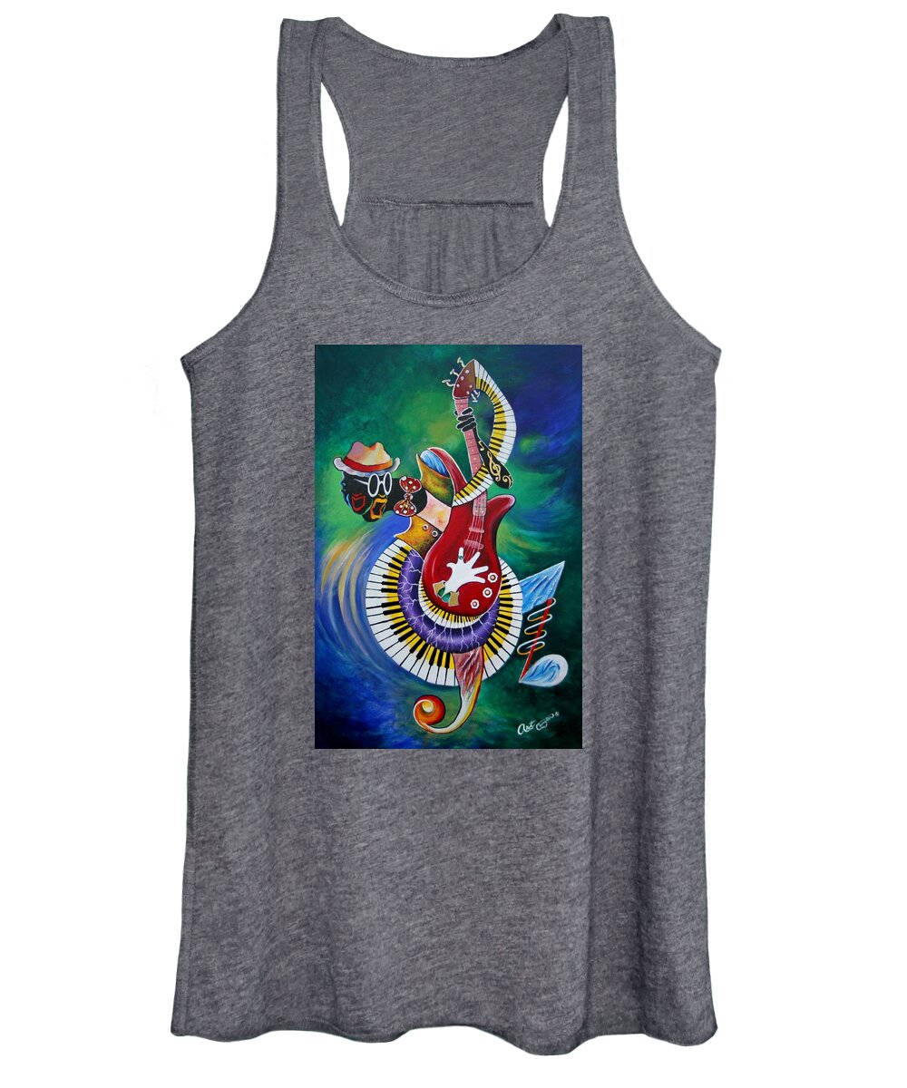 Guitar Women's Tank Top featuring the painting Inside My Music V by Arthur Covington
