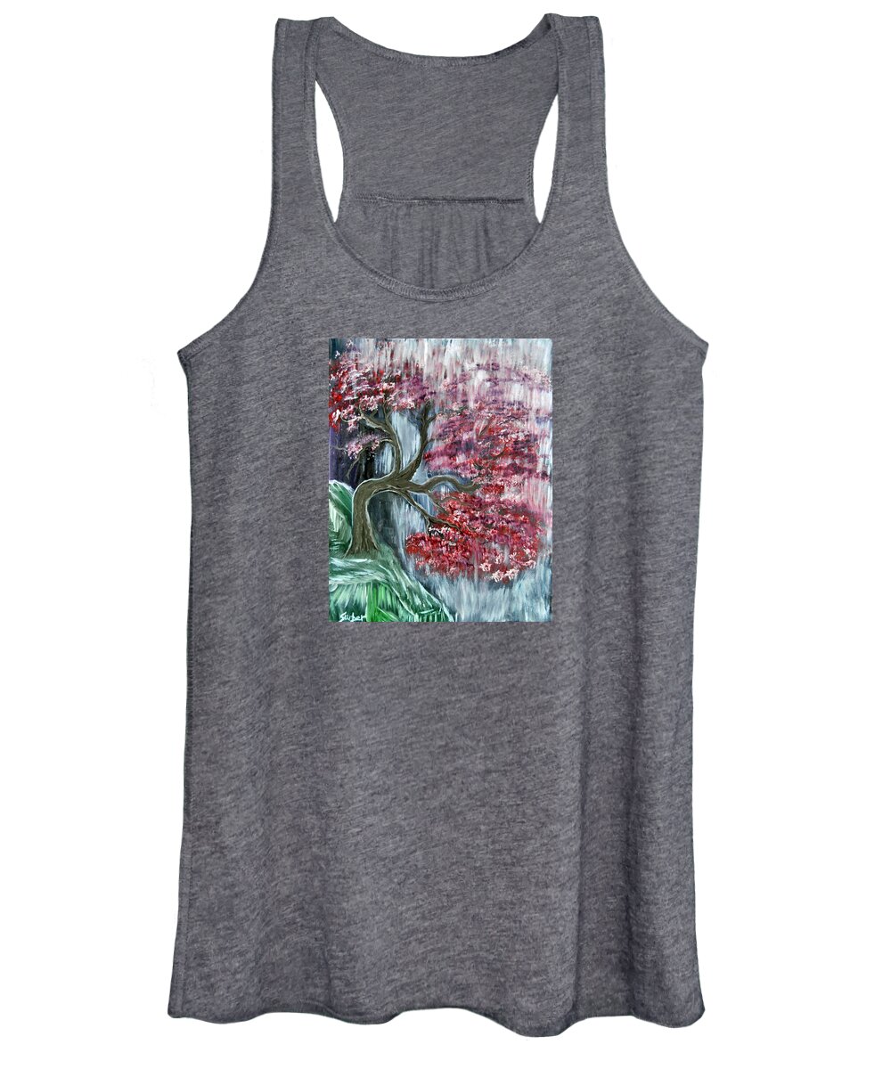 Landscape Women's Tank Top featuring the painting It Rains on a Tree by Suzanne Surber