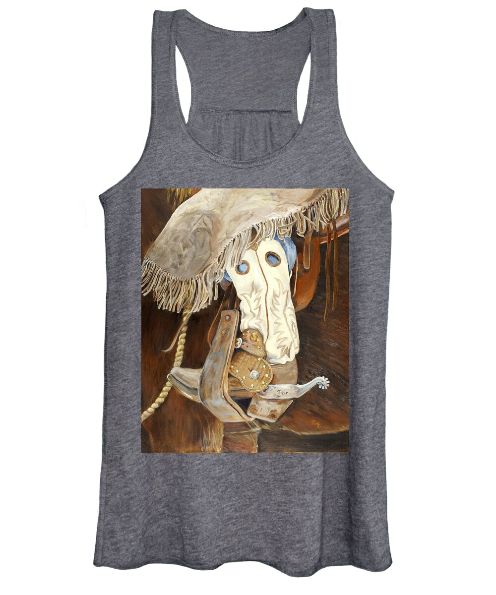 Close Up Women's Tank Top featuring the painting Joe's Boot by Page Holland