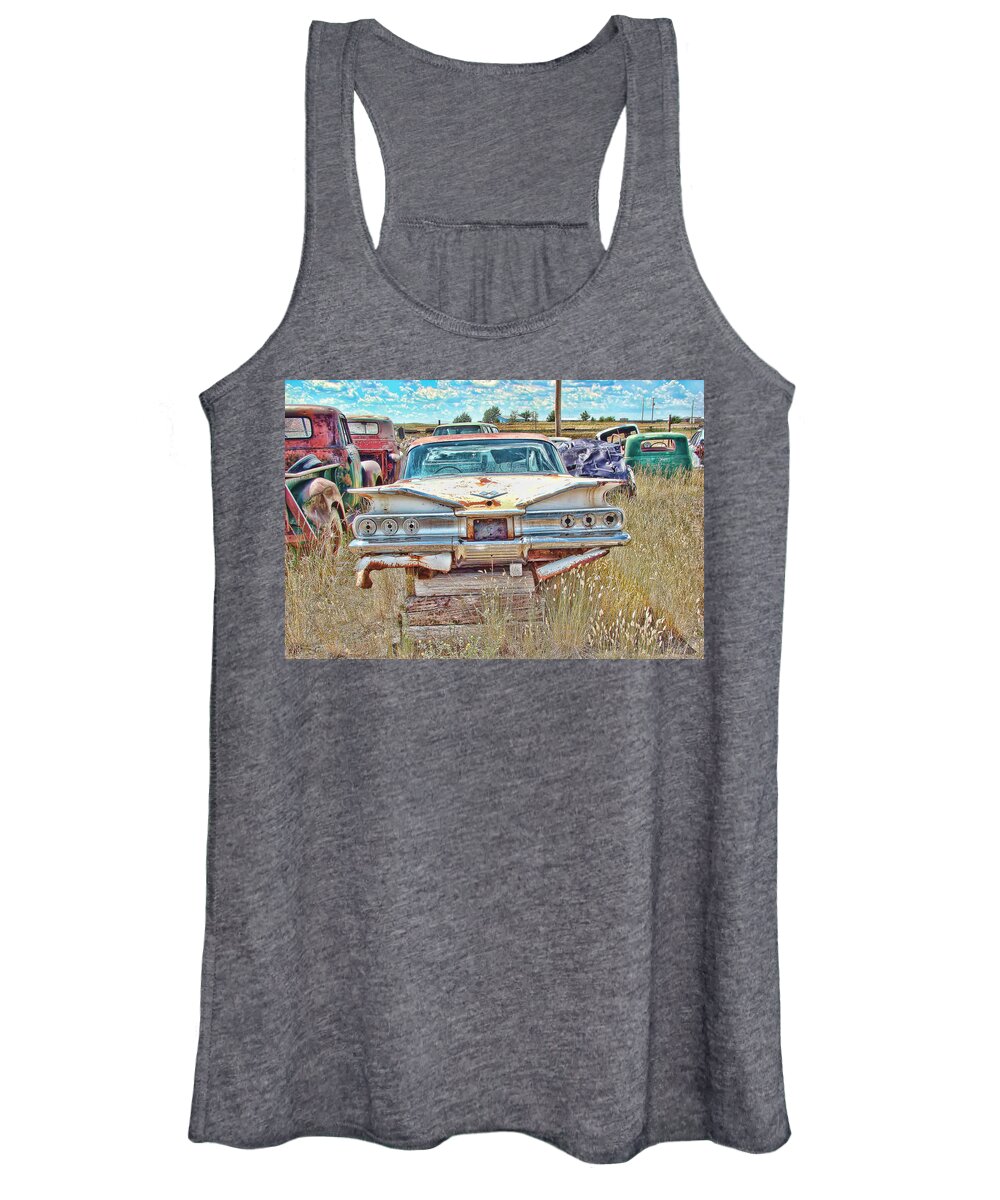 1960's Chevrolet Impala Women's Tank Top featuring the photograph Junkyard Series 1960's Chevrolet Impala by Cathy Anderson