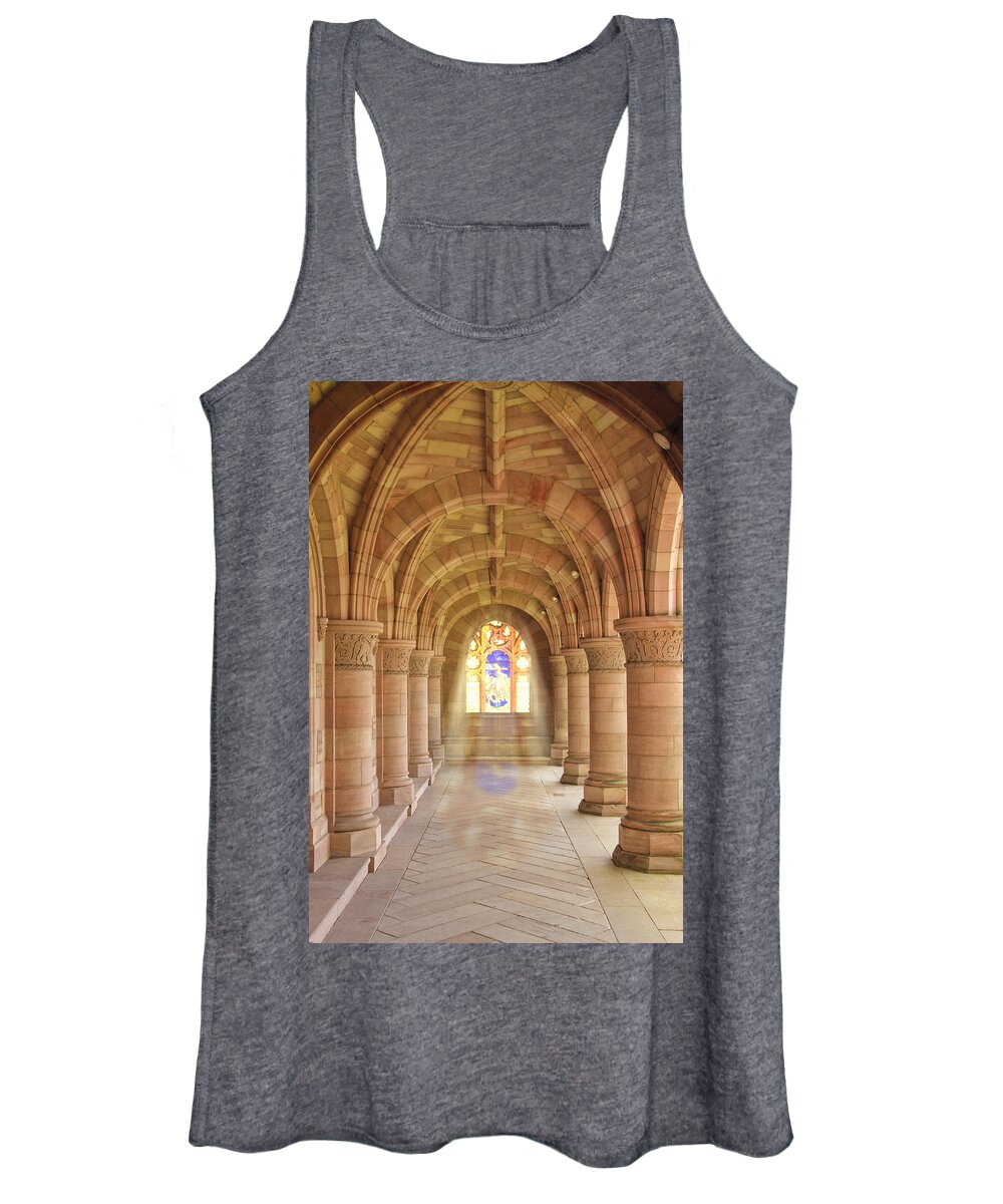 Architecture Women's Tank Top featuring the photograph Kelso Abbey stained glass by Sue Leonard