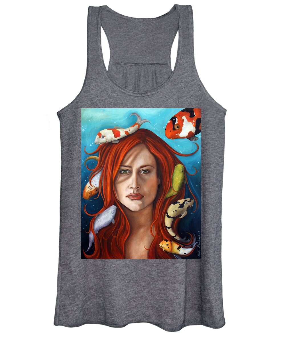 Fish Women's Tank Top featuring the painting Koi by Leah Saulnier The Painting Maniac