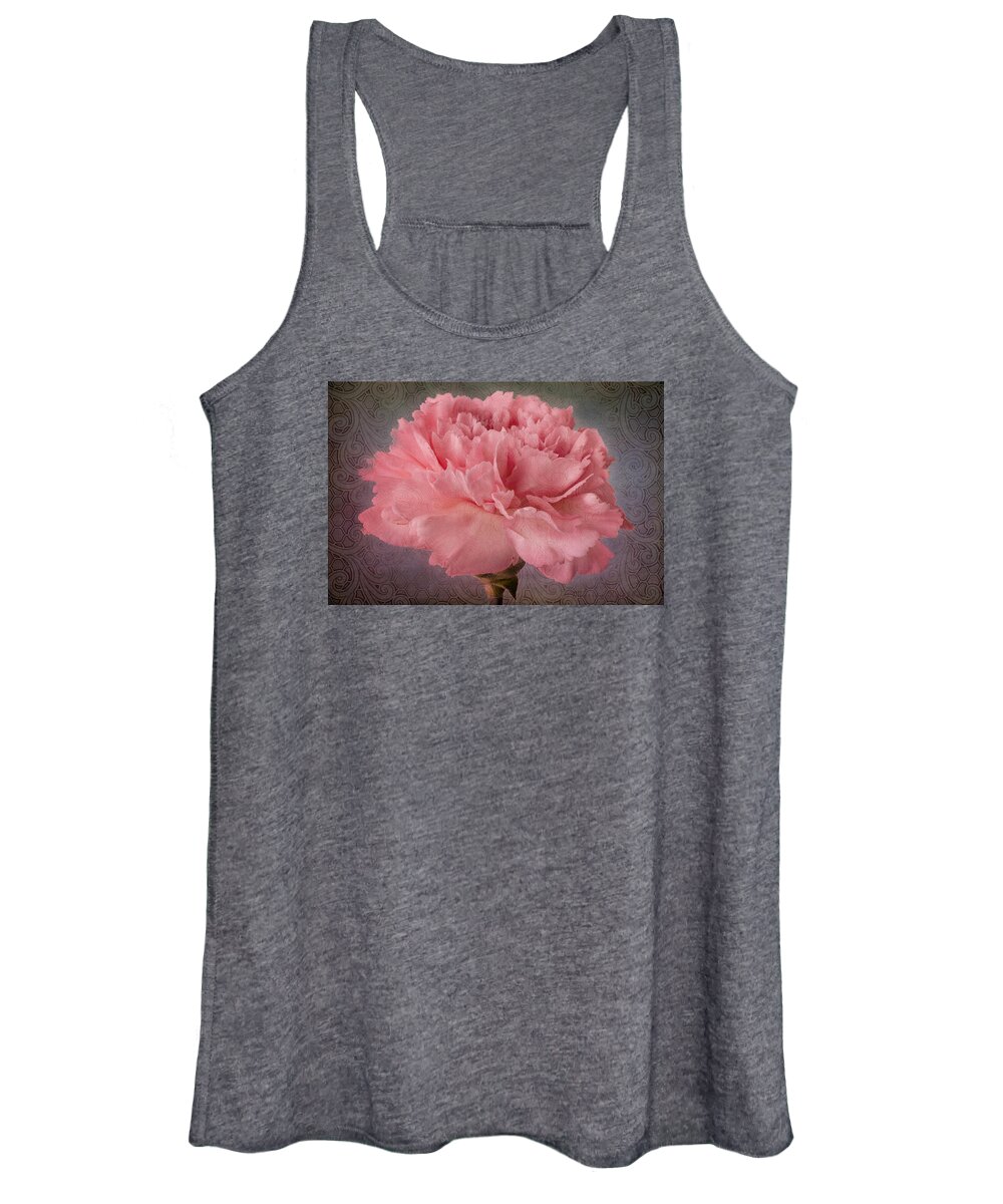 Pink Carnation Bloom Women's Tank Top featuring the photograph Carnation Fascination by Marina Kojukhova