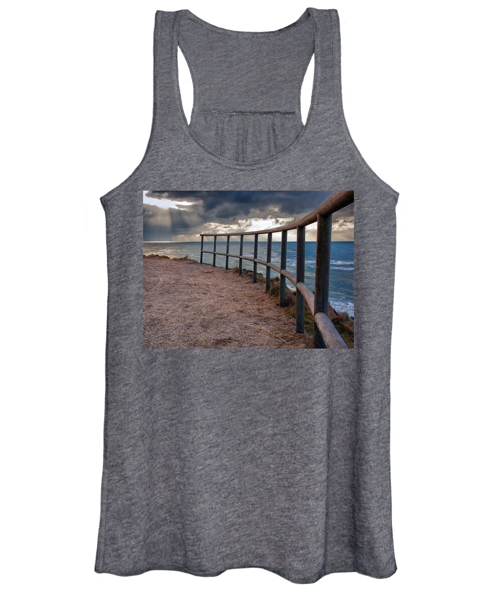 Landscape Women's Tank Top featuring the photograph Rail by the seaside by Mike Santis